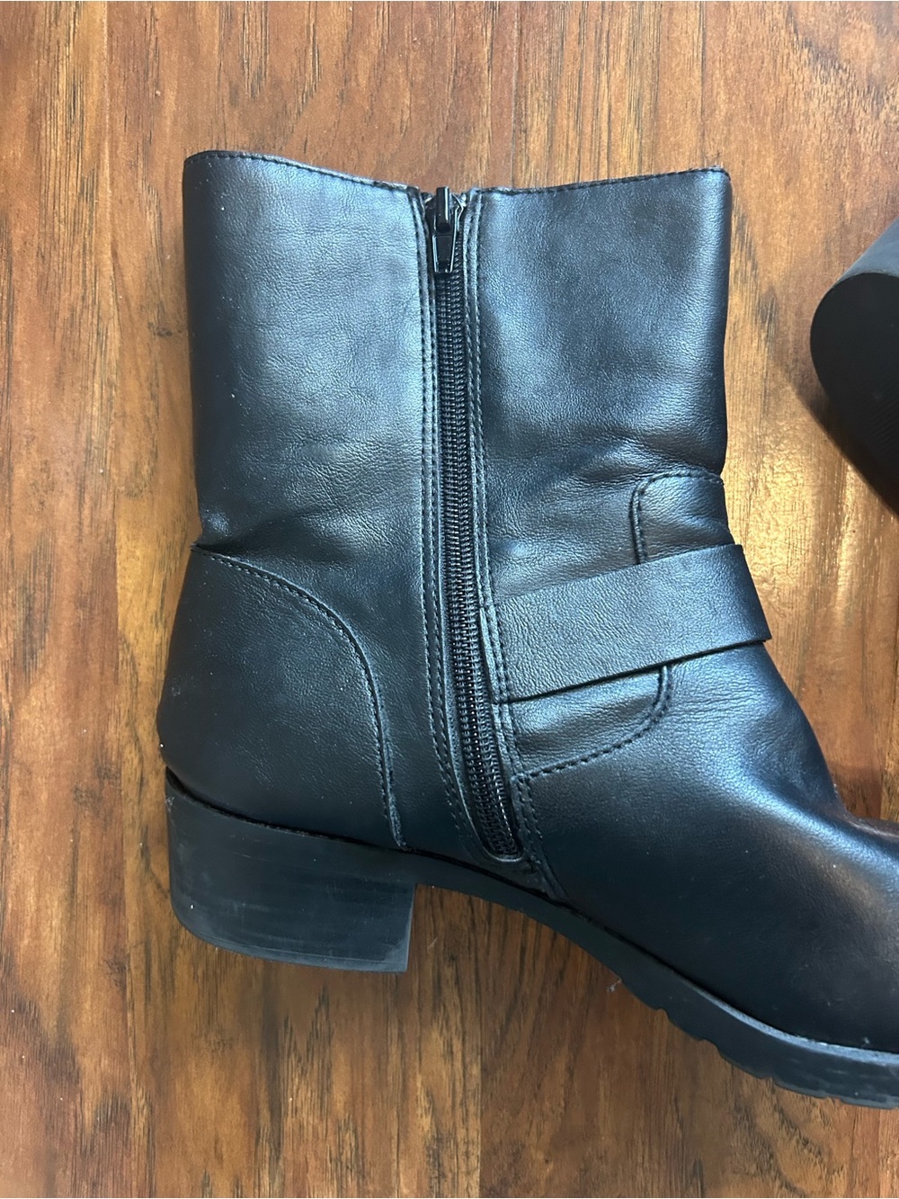 Style & Co. Black Leather Moto Ankle Boots with Buckles - Picture 6 of 7